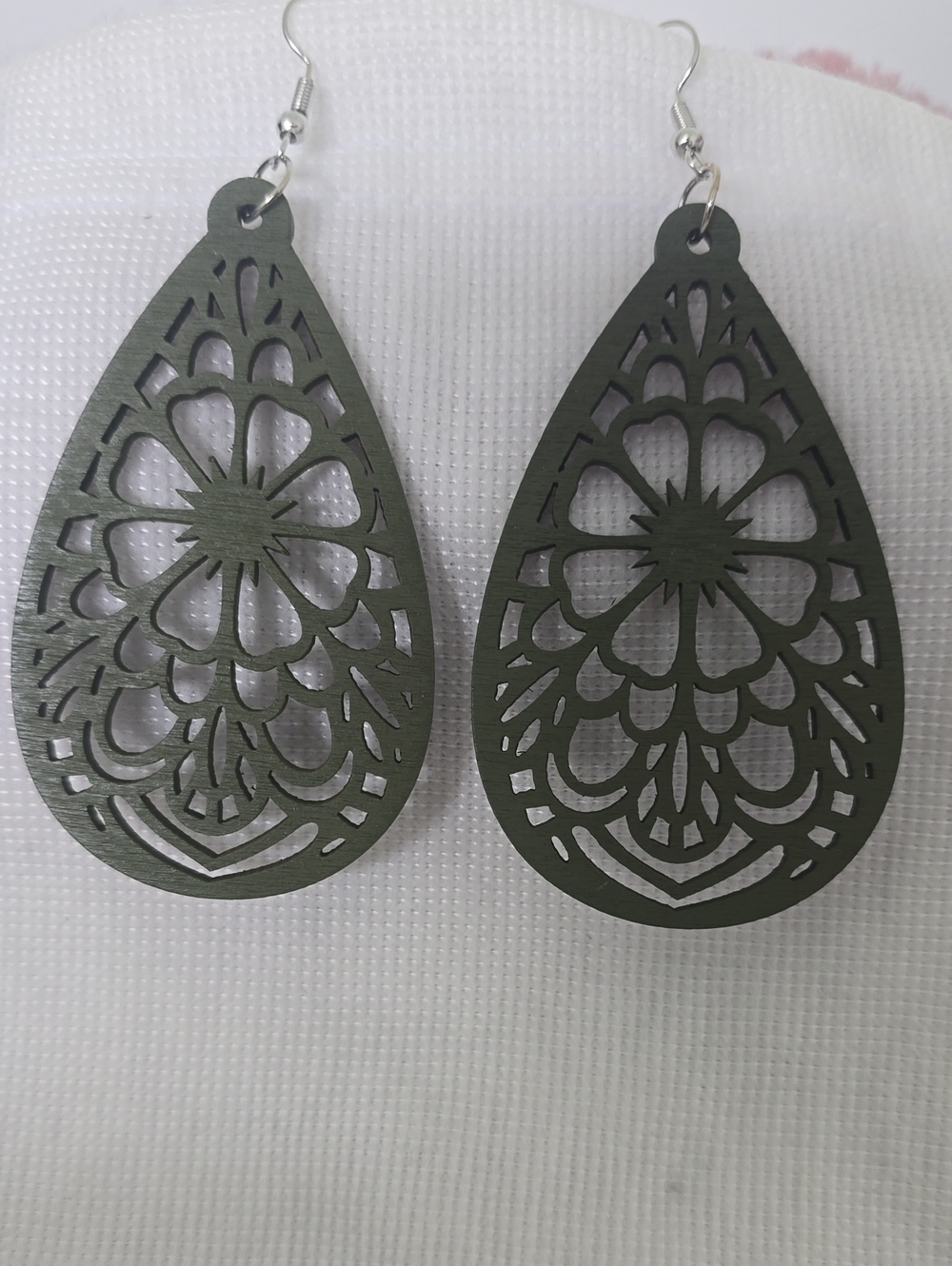 Green Teardrop Filigree Drop Earrings - Women Accessories